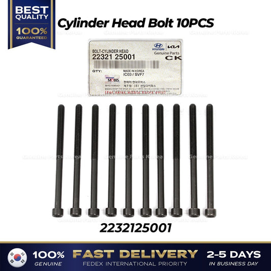Genuine Cylinder Head Bolt 10PCS 2232125001 for Hyundai Sonata Kia Forte