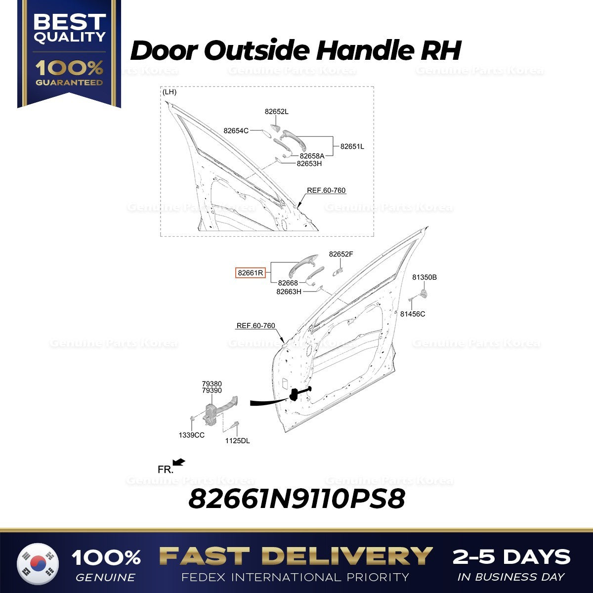Genuine Door Outside Handle RH 82661N9110PS8 for Hyundai Tucson