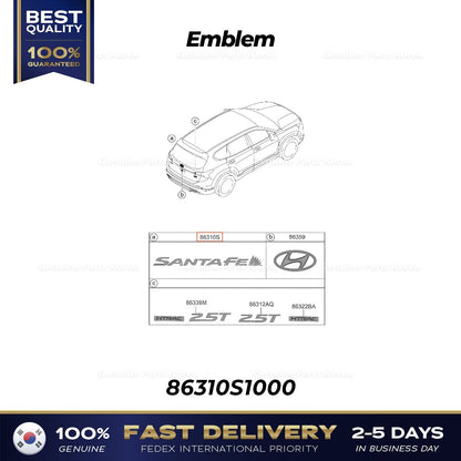 Genuine Emblem 86310S1000 for Hyundai Santa Fe