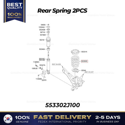 Genuine Rear Spring 2PCS 553302J100 for Kia Borrego