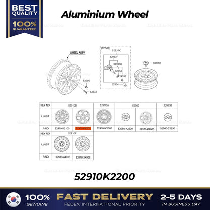 Genuine Aluminium Wheel 52910K2200 for Hyundai Venue