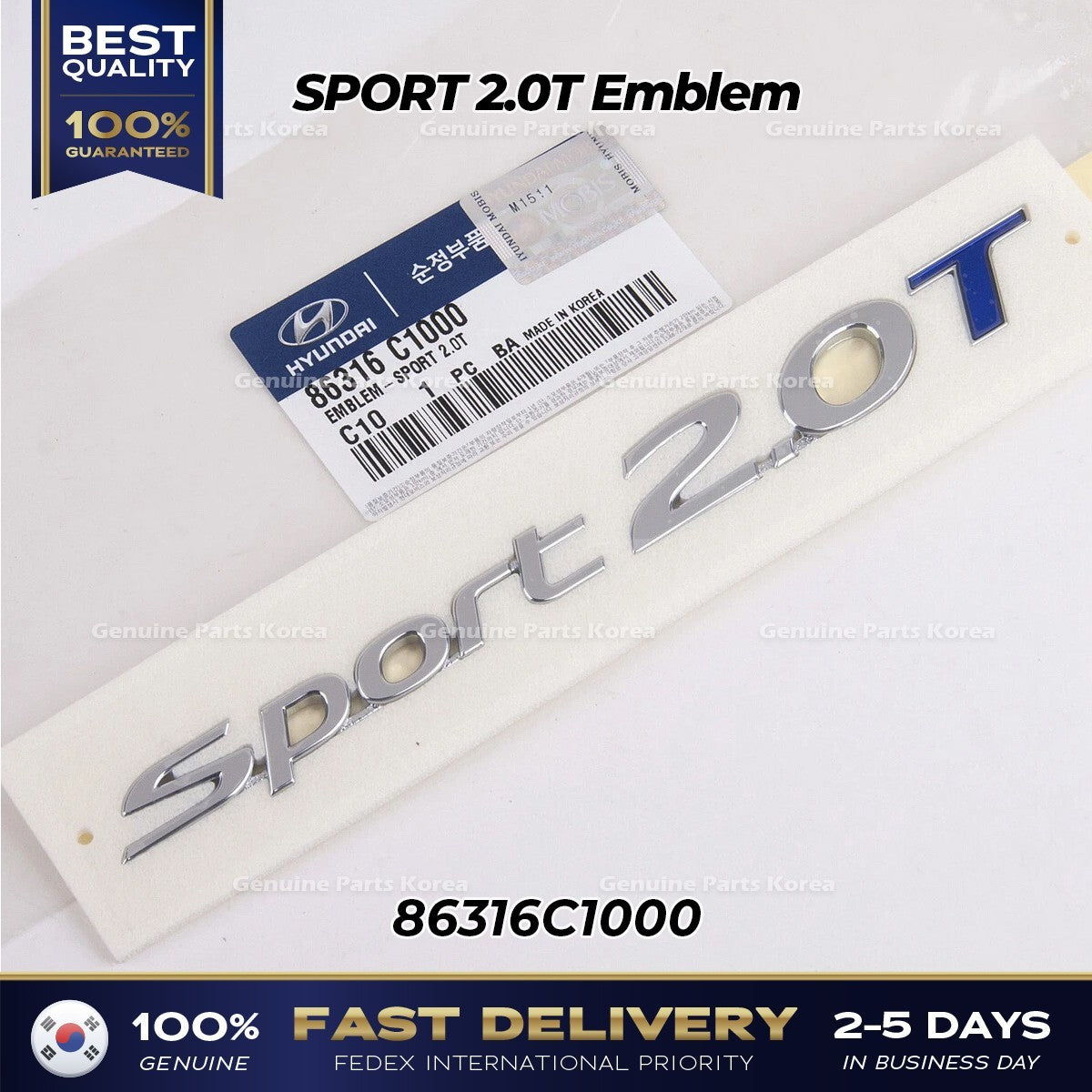 Genuine SPORT 2.0T Emblem 86316C1000 for Hyundai Sonata