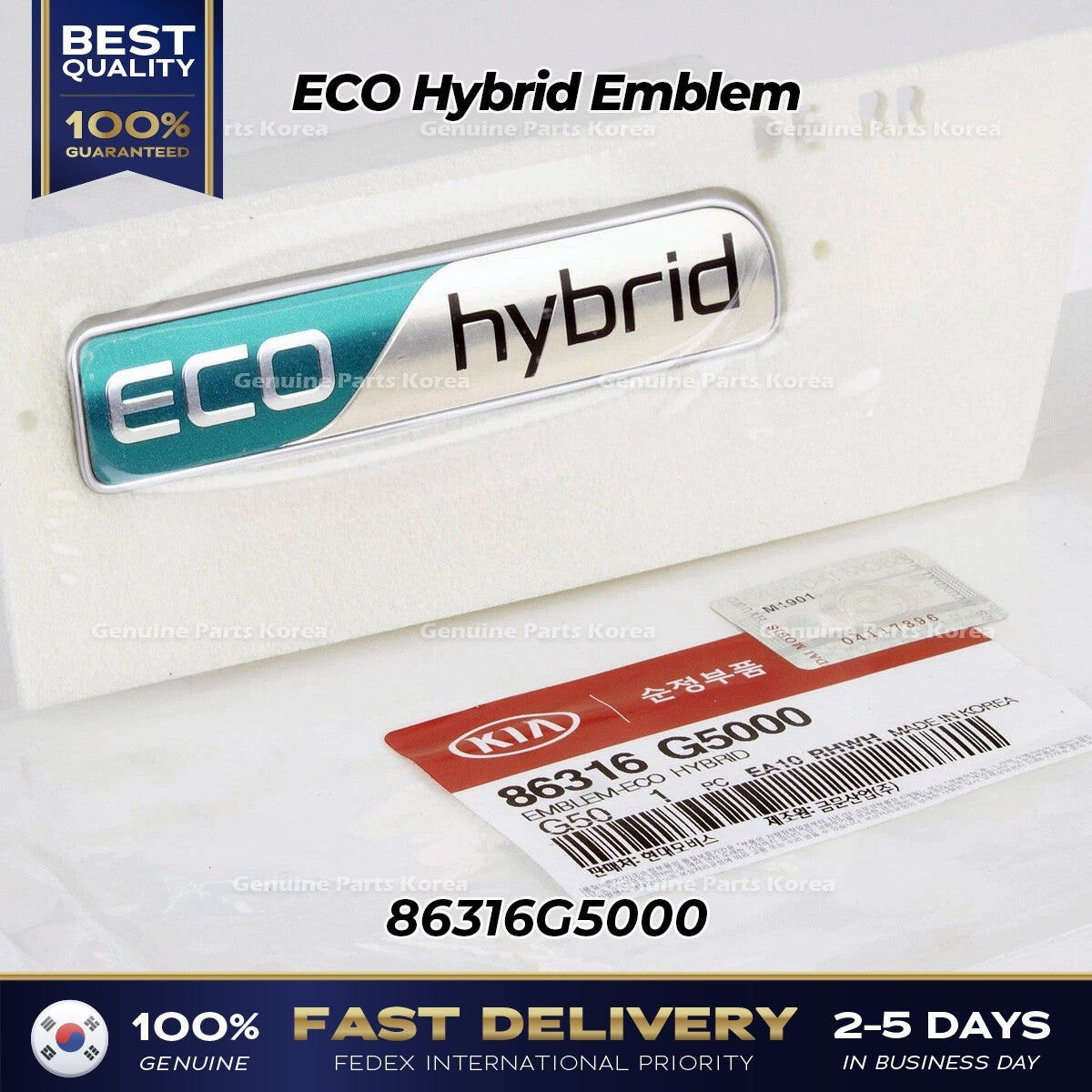 Genuine ECO Hybrid Emblem 86316G5000 for Kia Niro