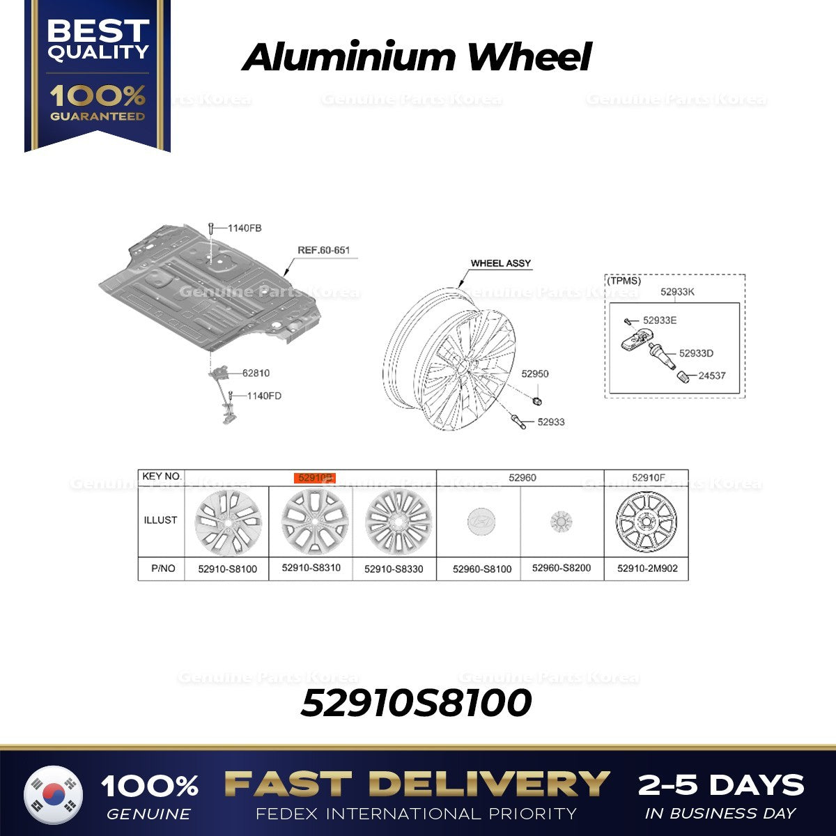 Genuine Aluminium Wheel 52910S8100 for Hyundai Palisade
