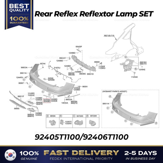 Genuine Rear Reflex Reflextor Lamp SET 92405T1100 92406T1100 for Genesis G80