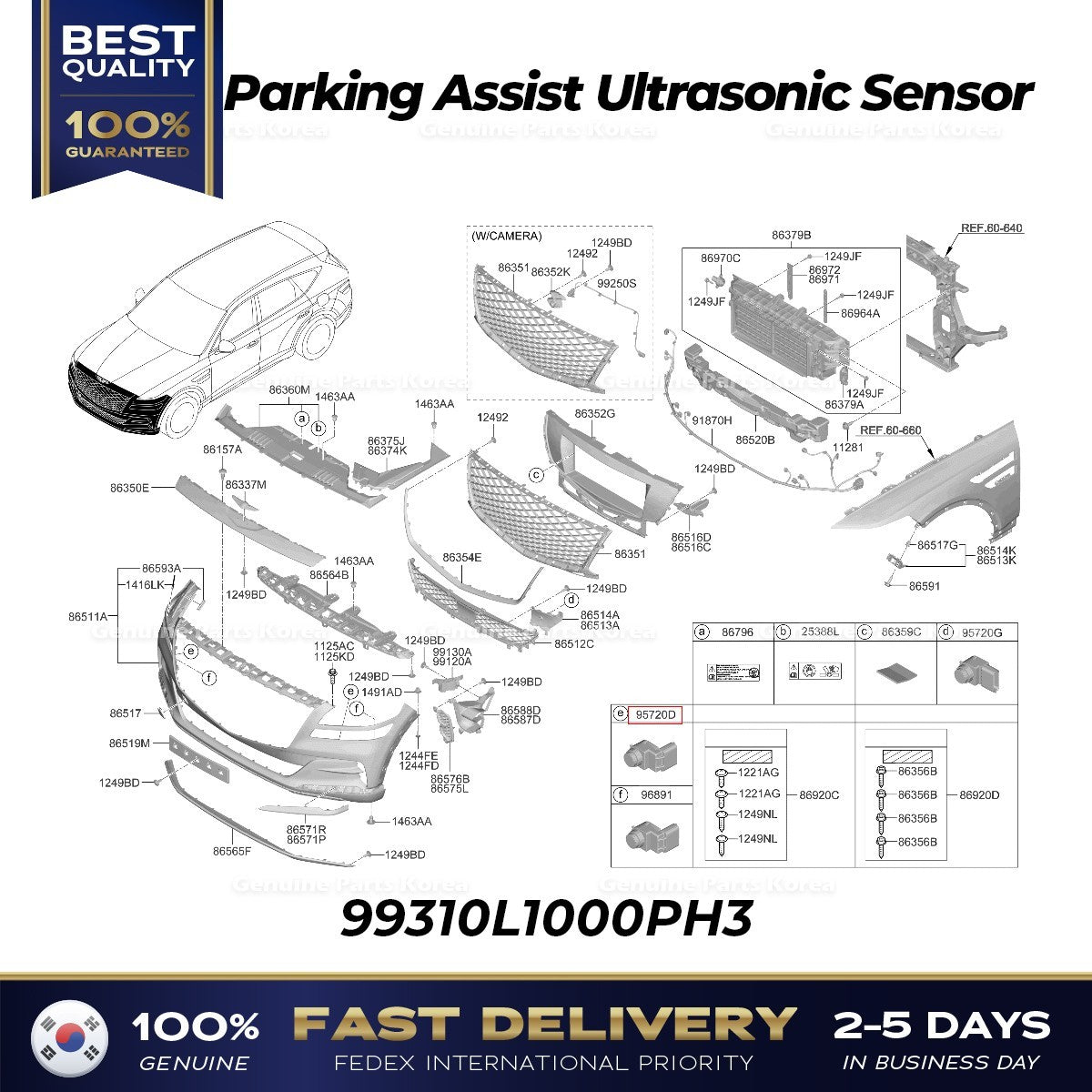Genuine Parking Assist Ultrasonic Sensor 99310L1000PH3 for Hyundai Genesis G80