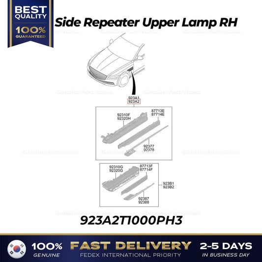 Genuine Side Repeater Upper Lamp RH 923A2T1000PH3 for Hyundai Genesis G80