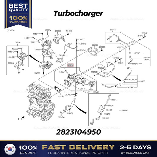 Genuine Turbocharger 2823104950 for Hyundai Casper Kia Picanto