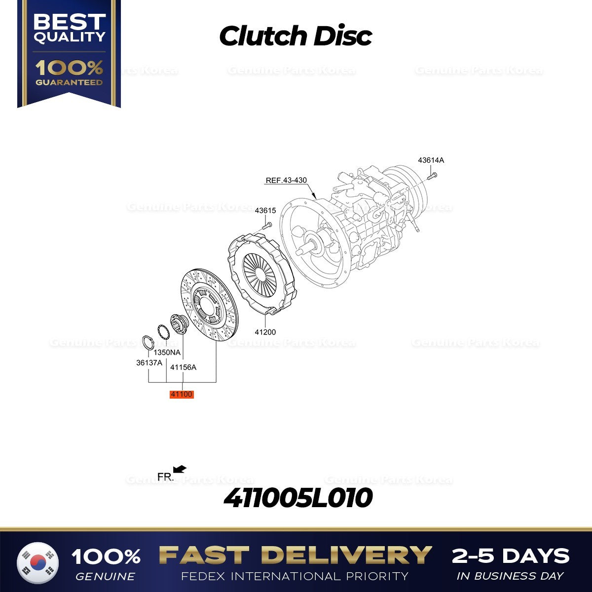 Genuine Clutch Disc 411005L010 for Hyundai Tucson