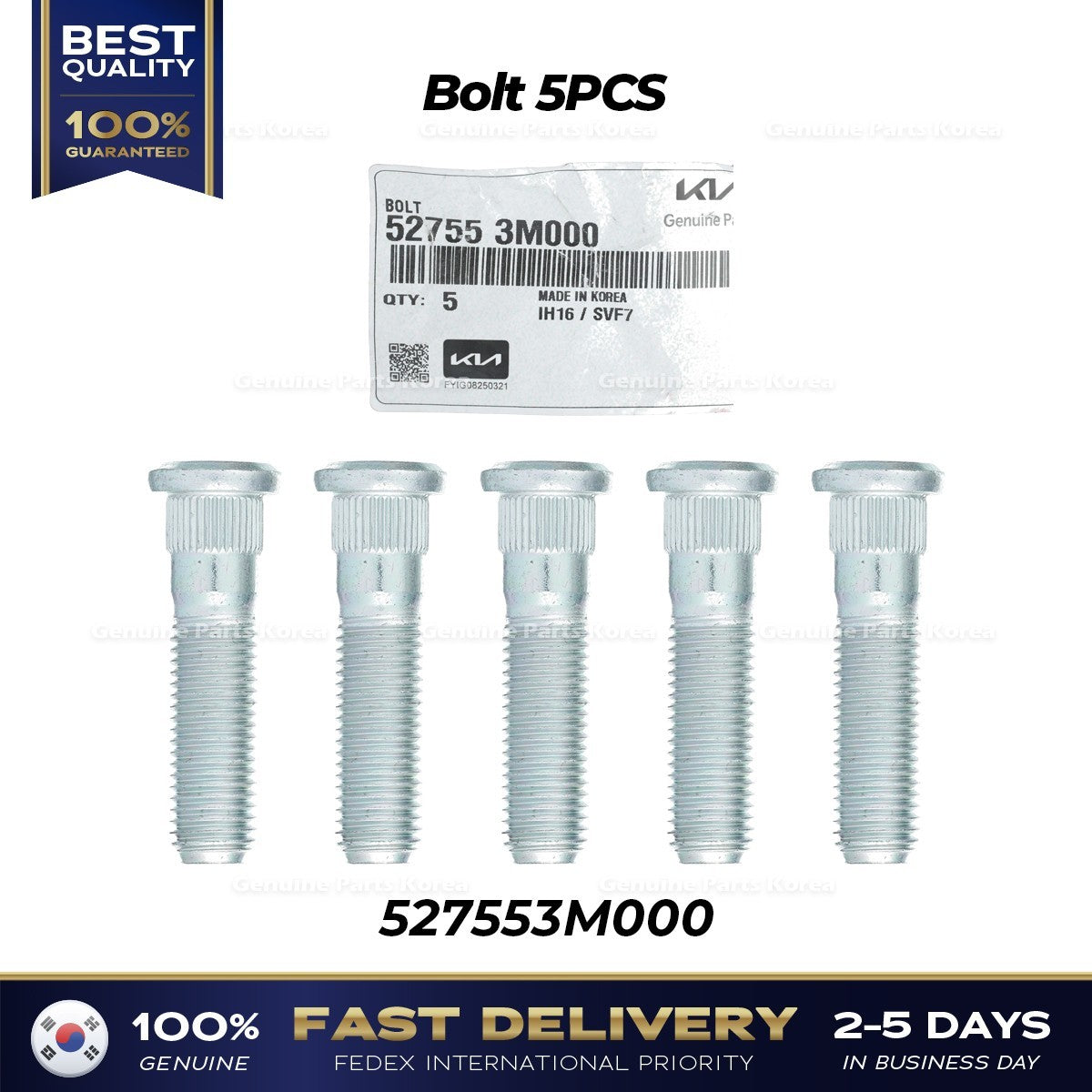 Genuine Bolt 5PCS 527553M000 for Hyundai Genesis G70 G90 Kia EV6