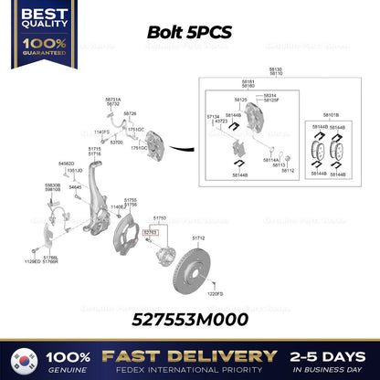 Genuine Bolt 5PCS 527553M000 for Hyundai Genesis G70 G90 Kia EV6