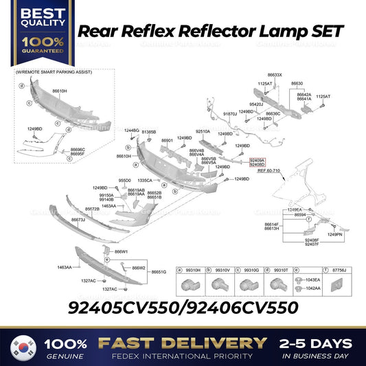 Genuine Rear Reflex Reflector Lamp SET 92405CV550 92406CV550 for Kia EV6