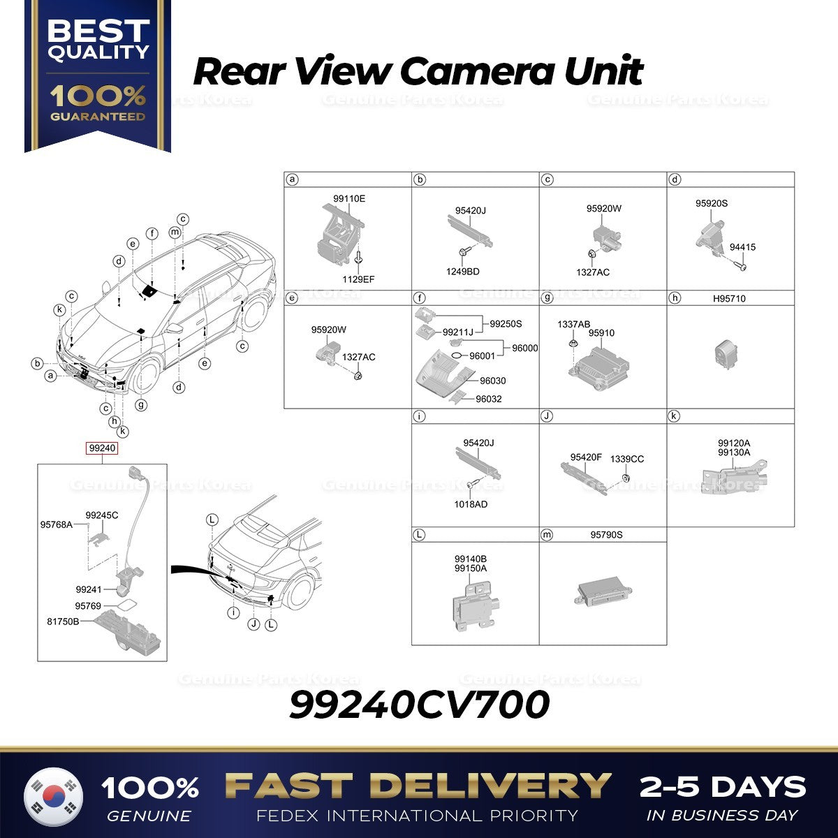 Genuine Rear View Camera Unit 99240CV700 for Kia EV6