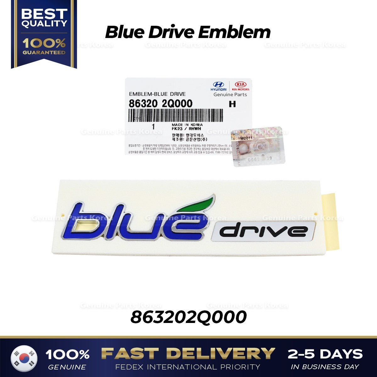 Genuine Blue Drive Emblem 863202Q000 for Hyundai Sonata Hybrid Tucson
