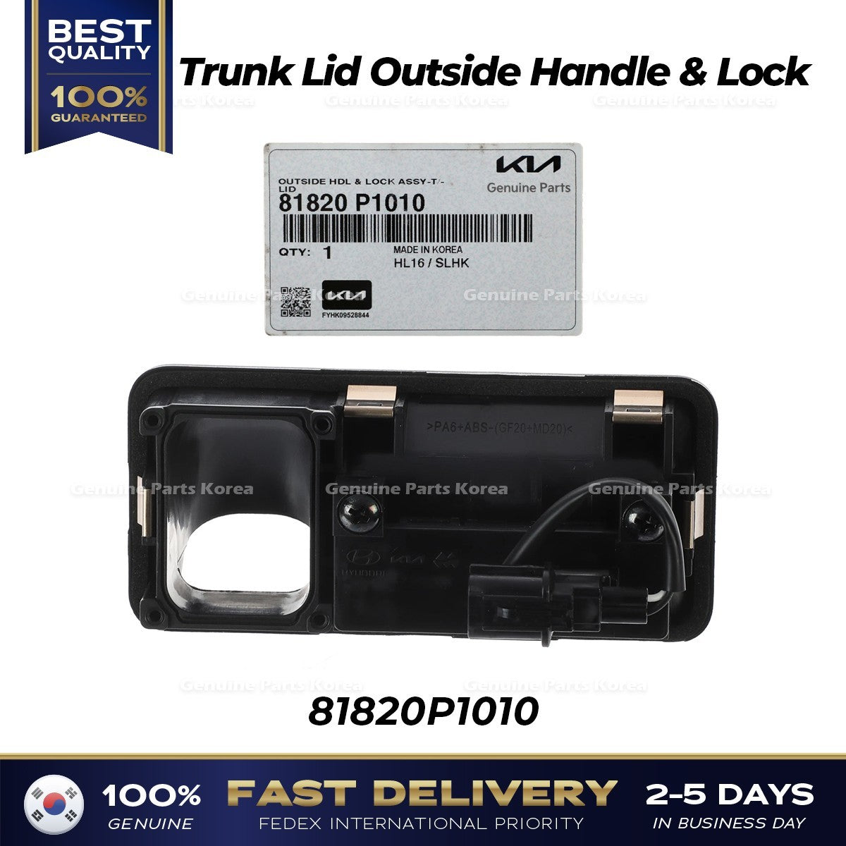 Genuine Trunk Lid Outside Handle & Lock 81820P1010 for Kia Sportage