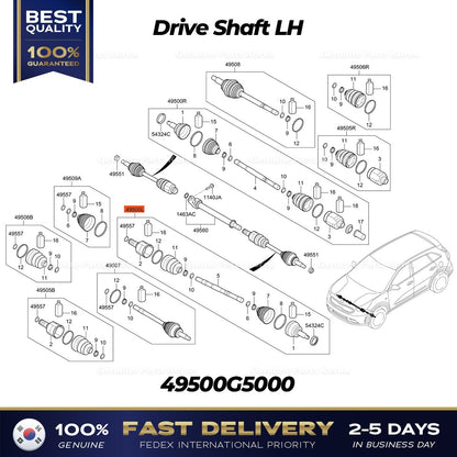 Genuine Drive Shaft LH 49500G5000 for Kia Niro