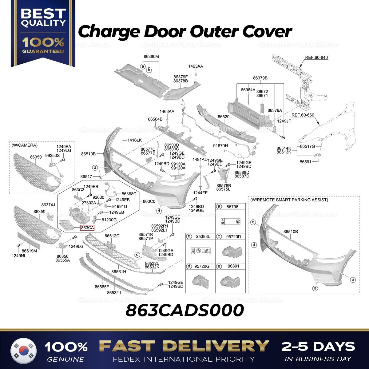 Genuine Charge Door Outer Cover 863CADS000 for Hyundai Genesis GV70
