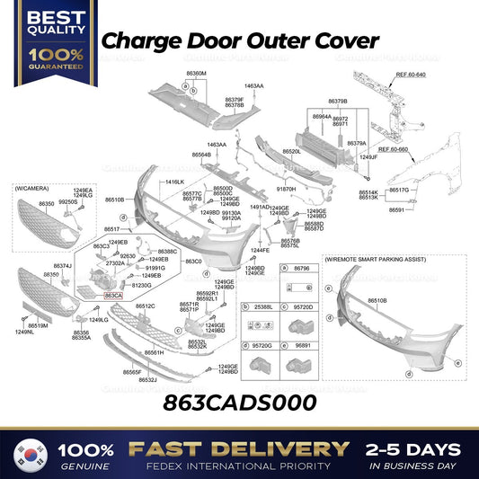 Genuine Charge Door Outer Cover 863CADS000 for Hyundai Genesis GV70
