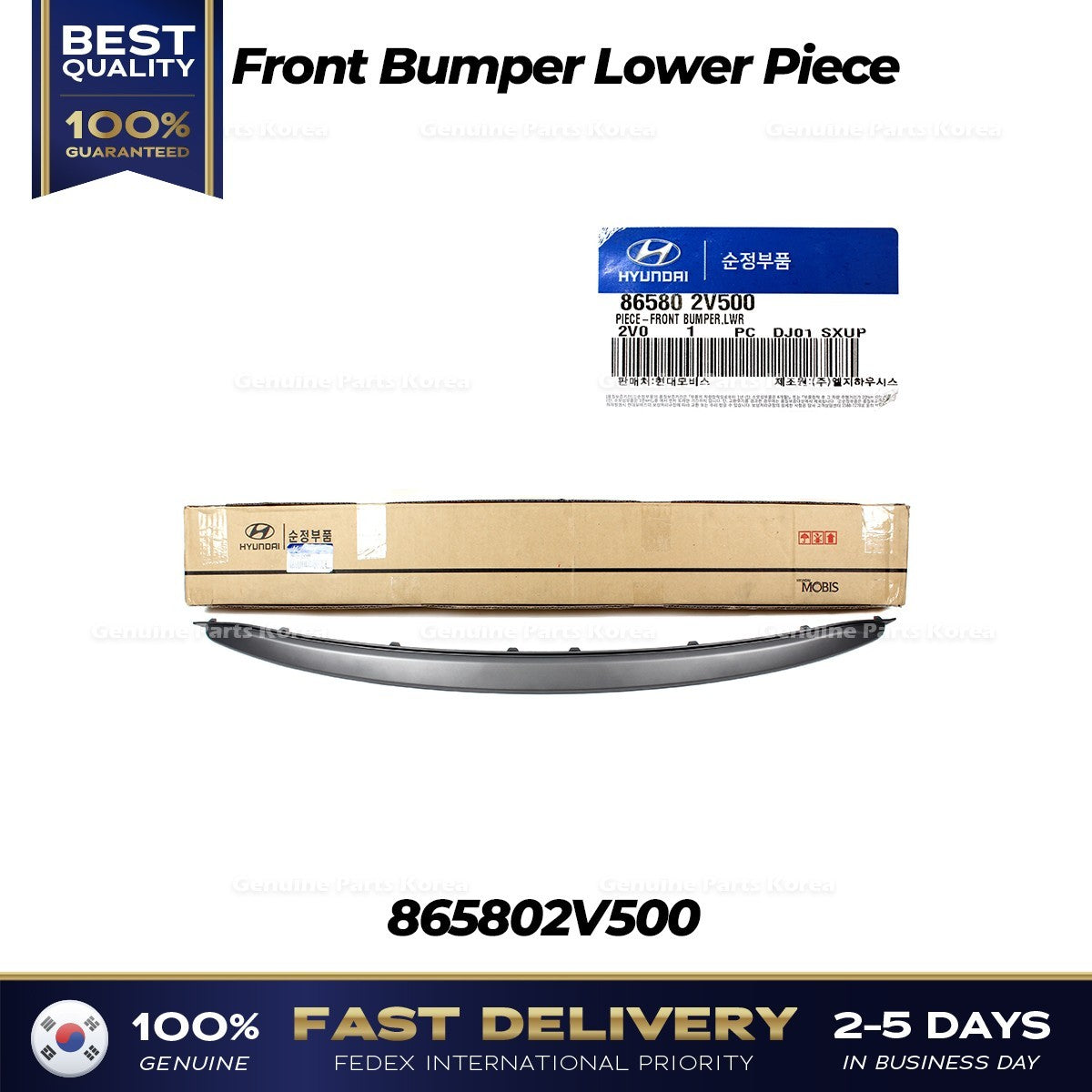 Genuine Front Bumper Lower Piece 865802V500 for Hyundai Veloster