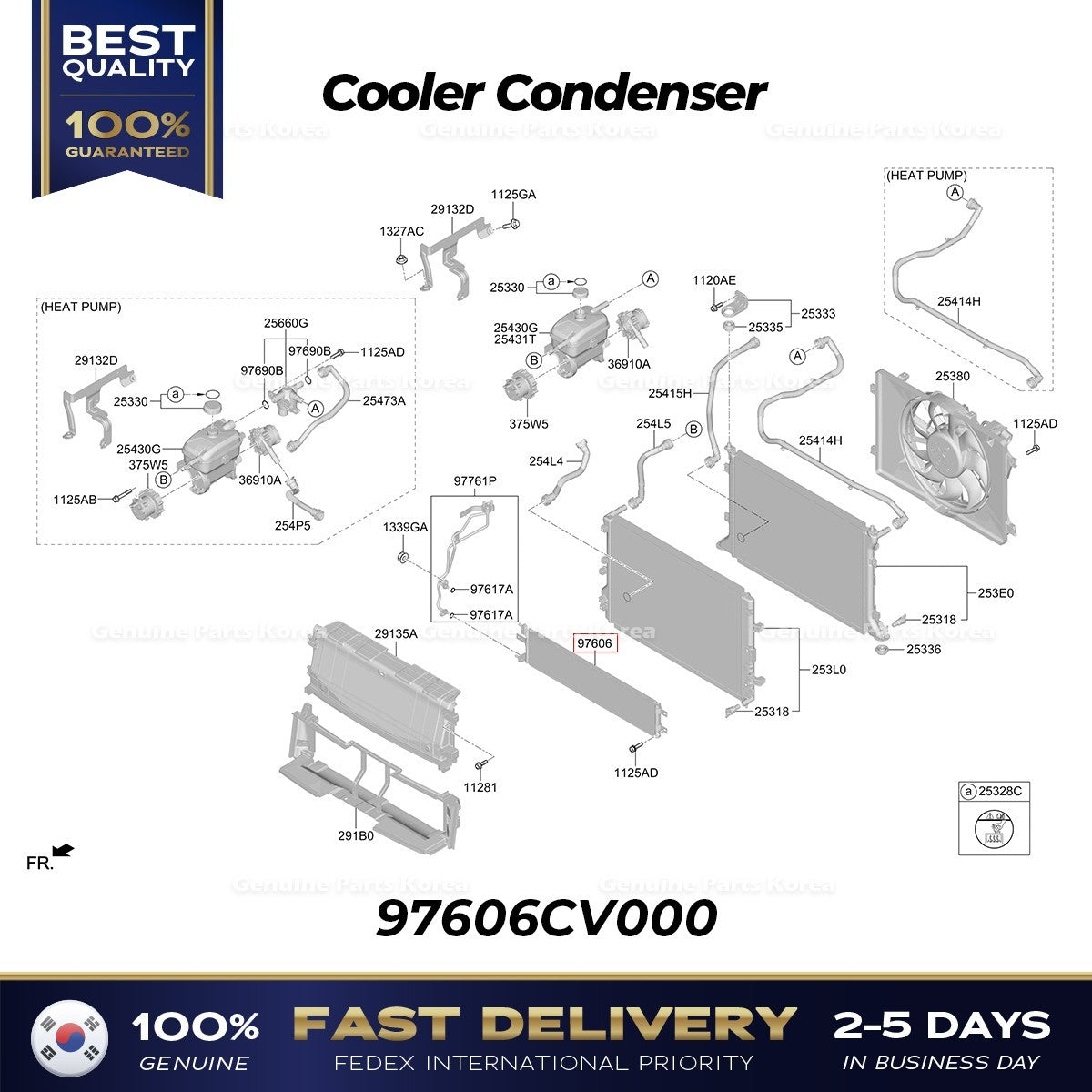 Genuine Cooler Condenser 97606CV000 for Kia EV6