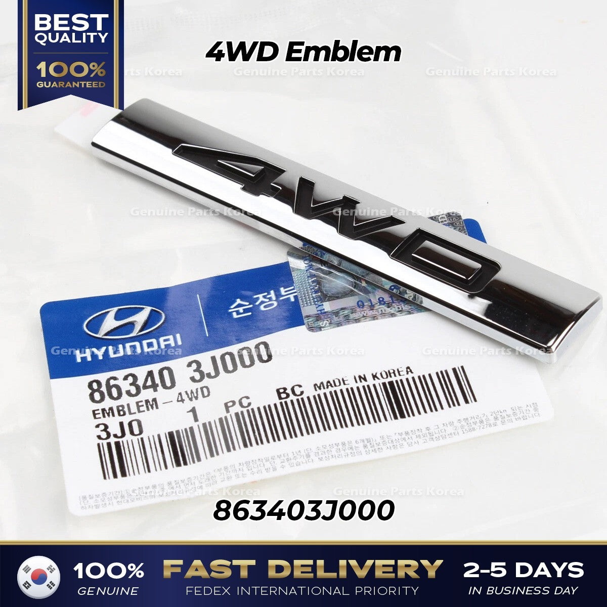 Genuine 4WD Emblem 863403J000 for Hyundai Veracruz