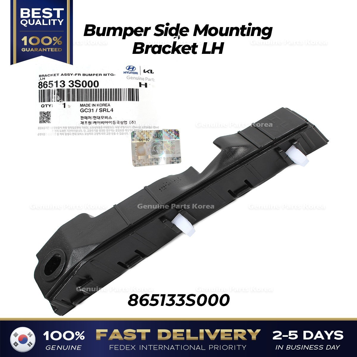 Genuine Front Bumper Mounding Bracket LH 865133S000 for Hyundai Sonata