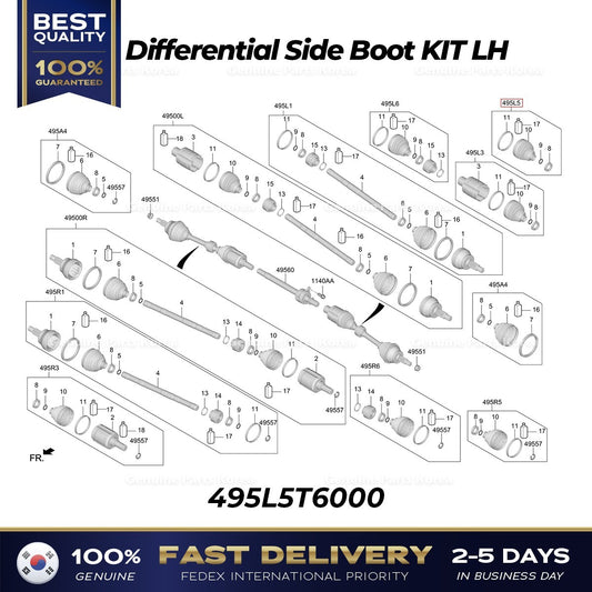 Genuine Differential Side Boot KIT LH 495L5T6000 for Hyundai Genesis GV80