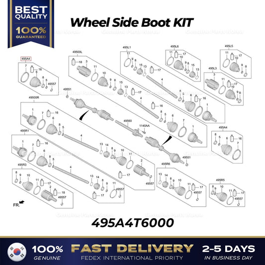 Genuine Wheel Side Boot KIT 495A4T6000 for Hyundai Genesis GV80