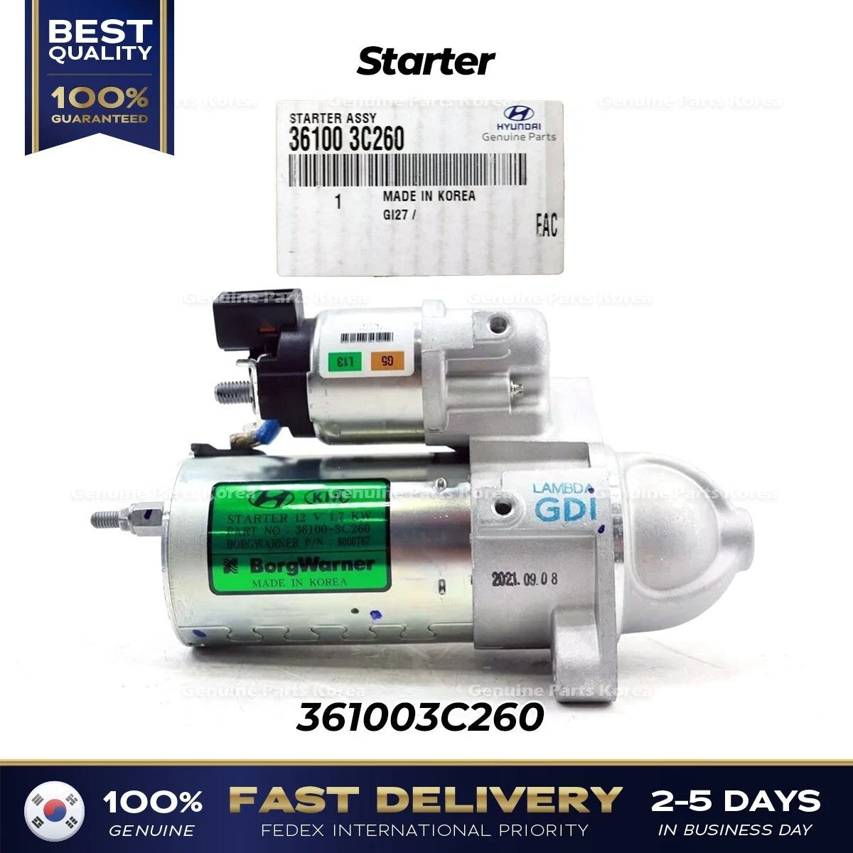Genuine Starter 361003C260 for Hyundai Azera Santa Fe Kia Cadenza
