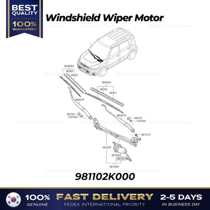 Genuine Windshield Wiper Motor 981102K000 for Kia Soul