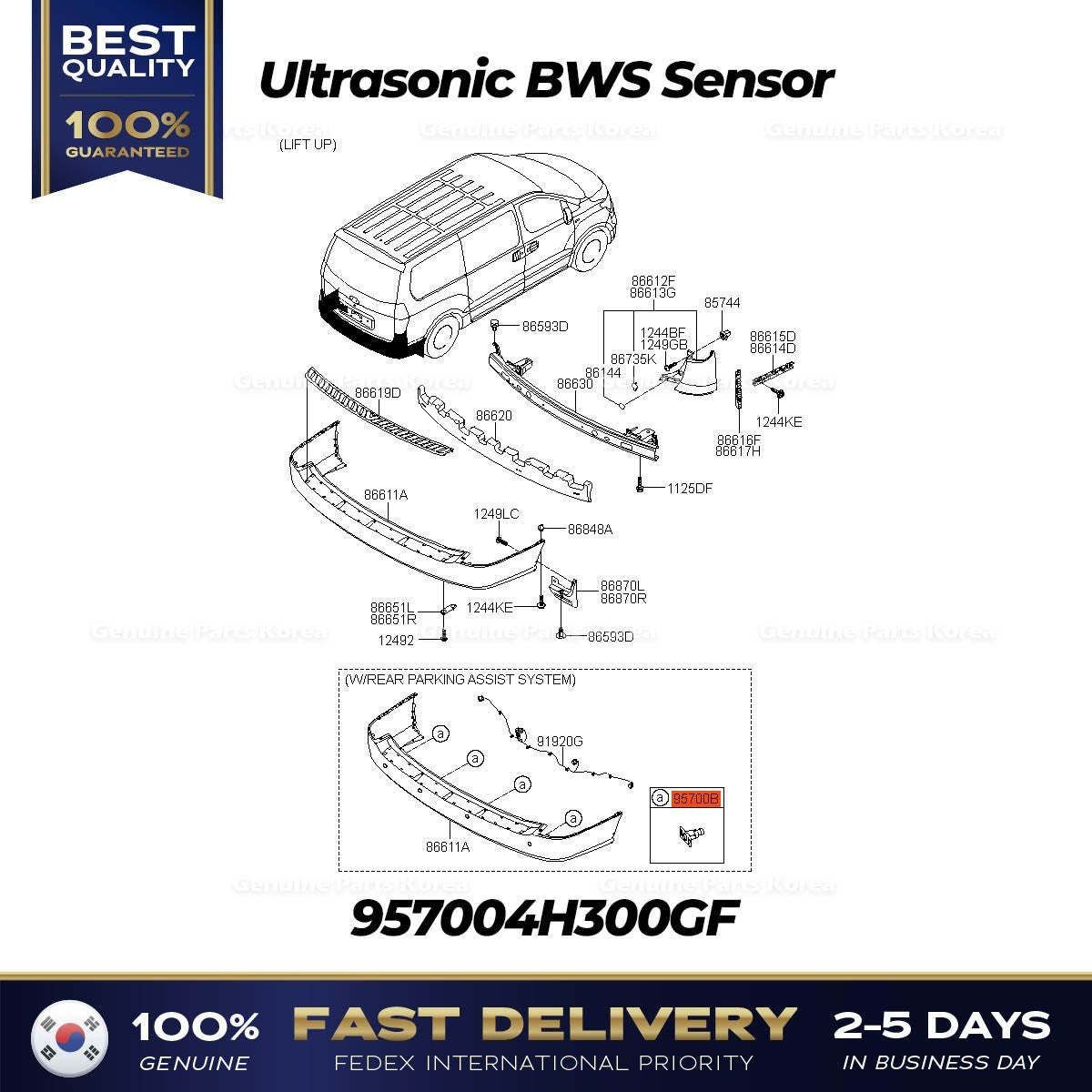 Genuine Ultrasonic BWS Sensor 957004H300GF for Hyundai Starex