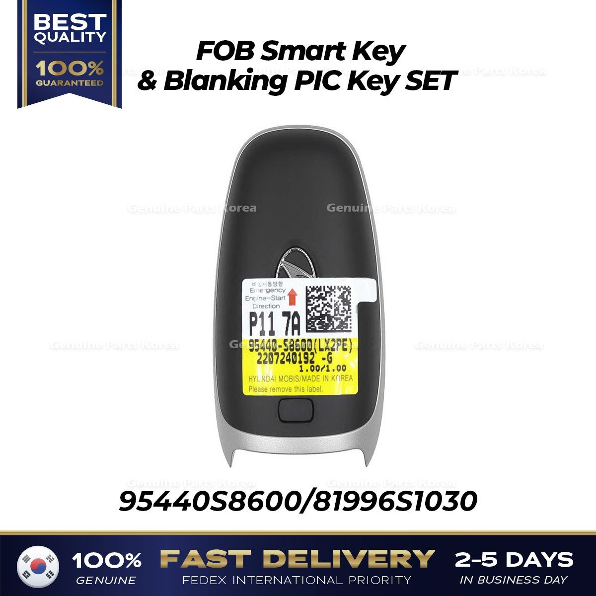 Genuine FOB Smart Key & Blanking PIC Key SET 95440S8600 for Hyundai Palisade
