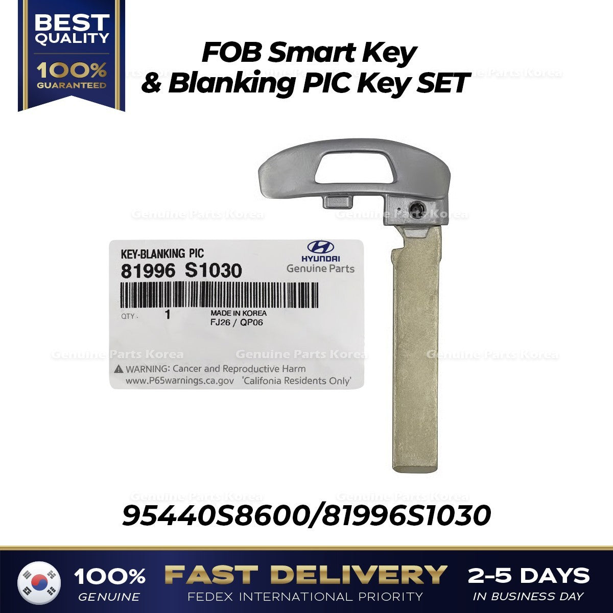 Genuine FOB Smart Key & Blanking PIC Key SET 95440S8600 for Hyundai Palisade
