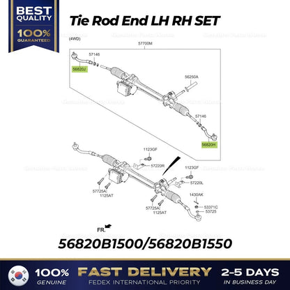 Genuine Tie Rod End LH RH SET 56820B1500 56820B1550 for Hyundai Genesis
