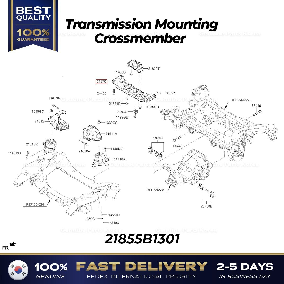 Genuine Transmission Mounting Crossmember 21855B1301 for Hyundai Genesis