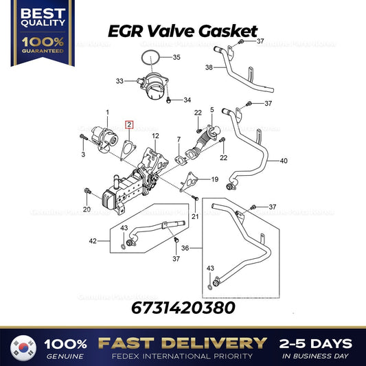 Genuine EGR Valve Gasket 6731420380 for Ssangyong Tivoli