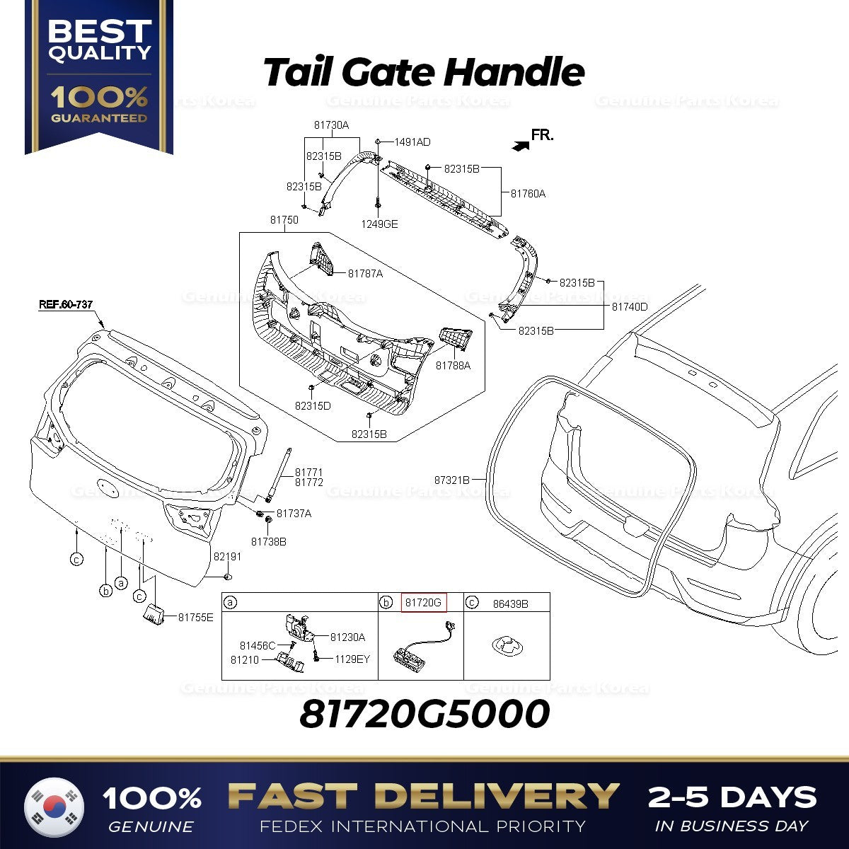 Genuine Tail Gate Handle 81720G5000 for Kia Niro