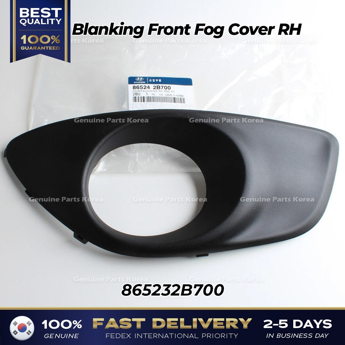 Genuine Blanking Front Fog Cover RH 865242B700 for Hyundai Santa Fe