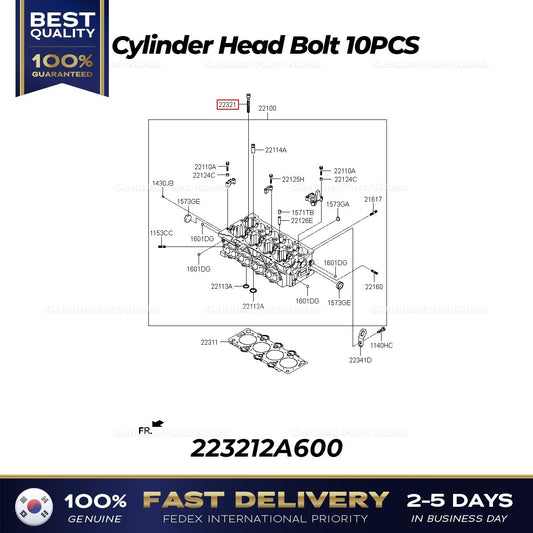 Genuine Cylinder Head Bolt 10PCS 223212A600 for Hyundai Tucson