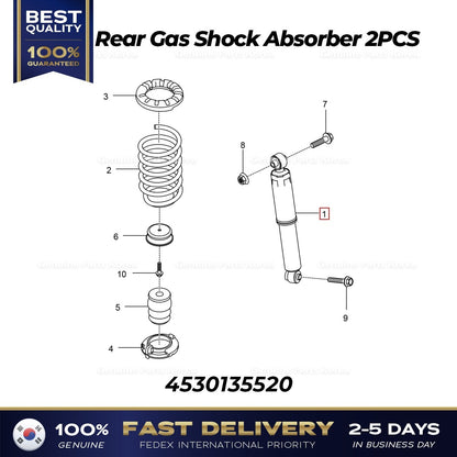 Genuine Rear Gas Shock Absorber 2PCS 4530135520 for Ssangyong Tivoli