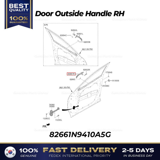 Genuine Door Outside Handle RH 82661N9410A5G for Hyundai Santa Cruz Tucson