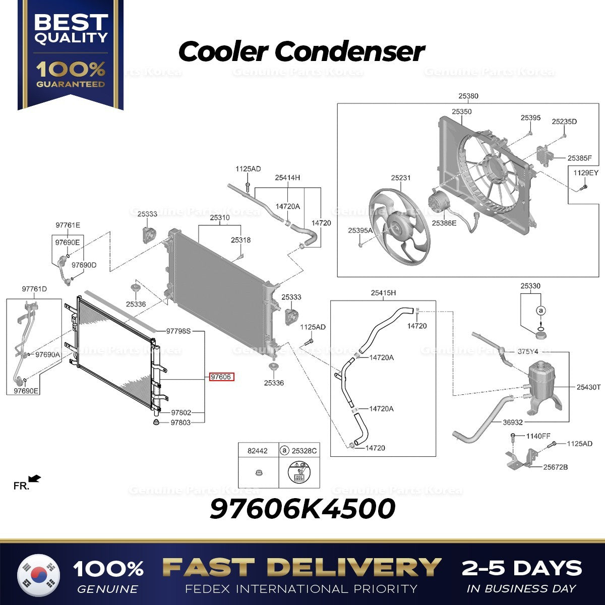 Genuine Cooler Condenser 97606K4500 for Kia Niro EV