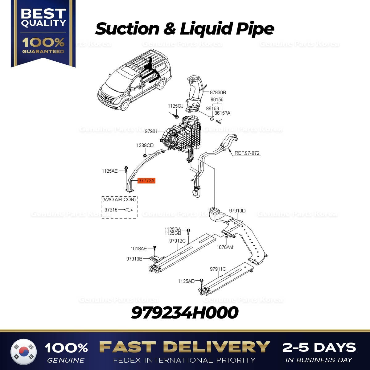 Genuine Suction & Liquid Pipe 979234H000 for Hyundai Grand Starex