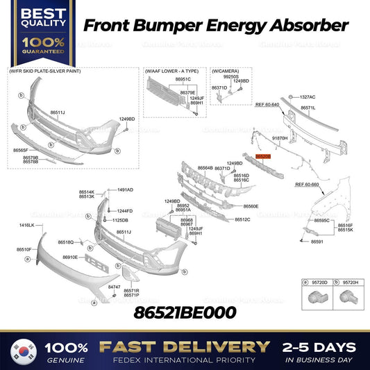 Genuine Front Bumper Energy Absorber 86521BE000 for Hyundai Kona