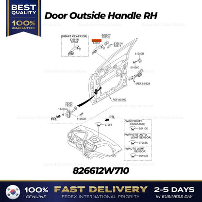 Genuine Door Outside Handle RH 826612W710 for Hyundai Santa Fe