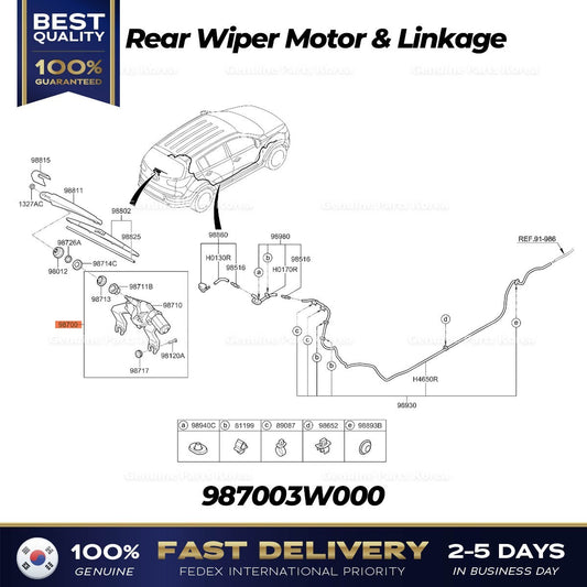 Genuine Rear Wiper Motor & Linkage 987003W000 for Kia Sportage