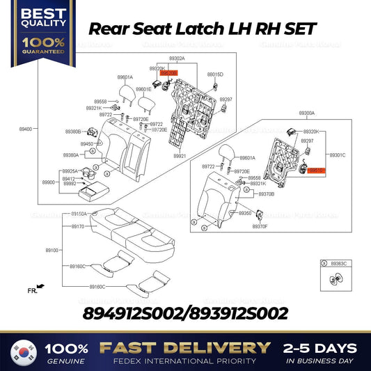 Genuine Rear Seat Latch LH RH SET 894912S002 893912S002 for Hyundai Tucson