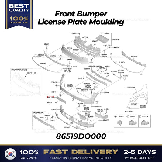 Genuine Front Bumper License Plate Moulding 86519DO000 for Kia EV9