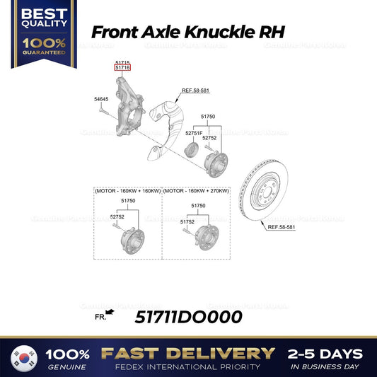 Genuine Front Axle Knuckle RH 51711DO000 for Kia EV9