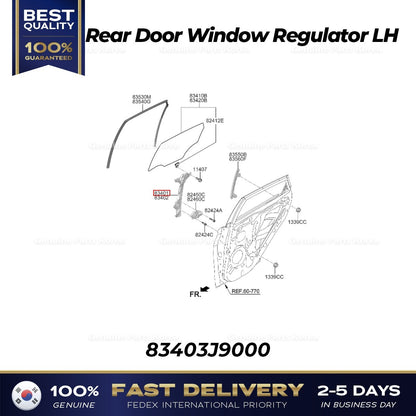 Genuine Rear Door Window Regulator LH 83403J9000 for Hyundai Kona